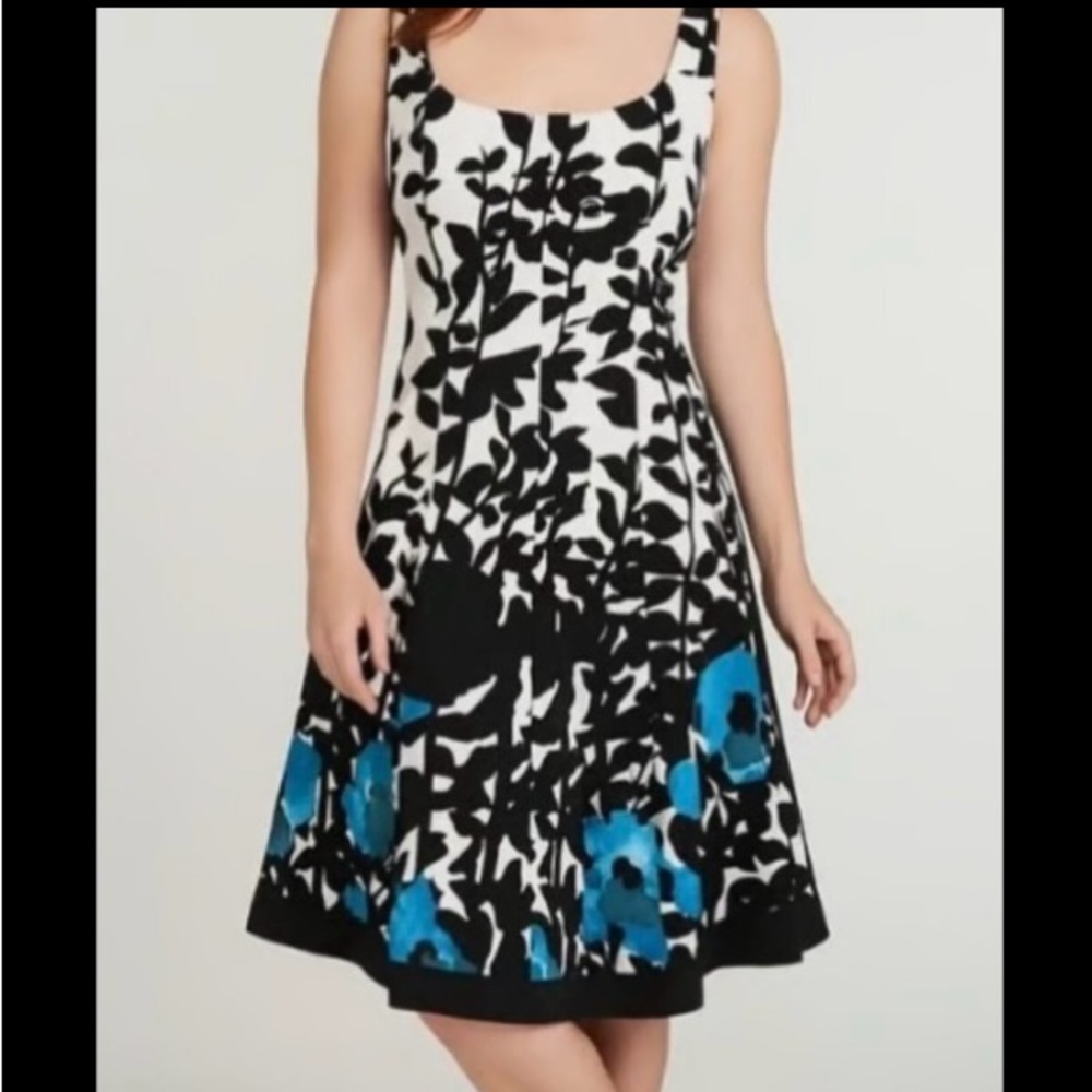 Nine West Black and Purple Floral Dress size 8